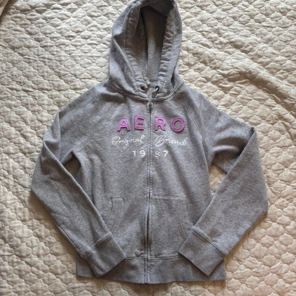 Y2K Abercrombie Gray Zip Hoodie Women’s Size M Soft Girl Preppy